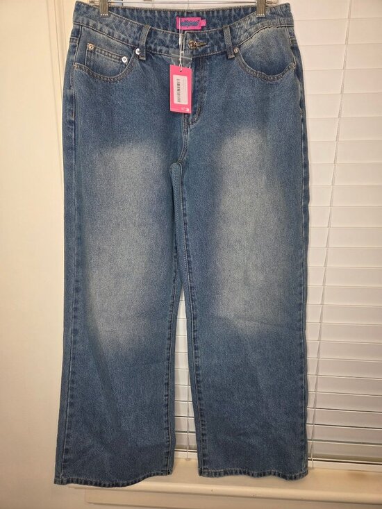 Edikted Denim - NEW Edikted Womens Wide-Leg High-Rise Jeans L Blue Denim Retro Streetwear